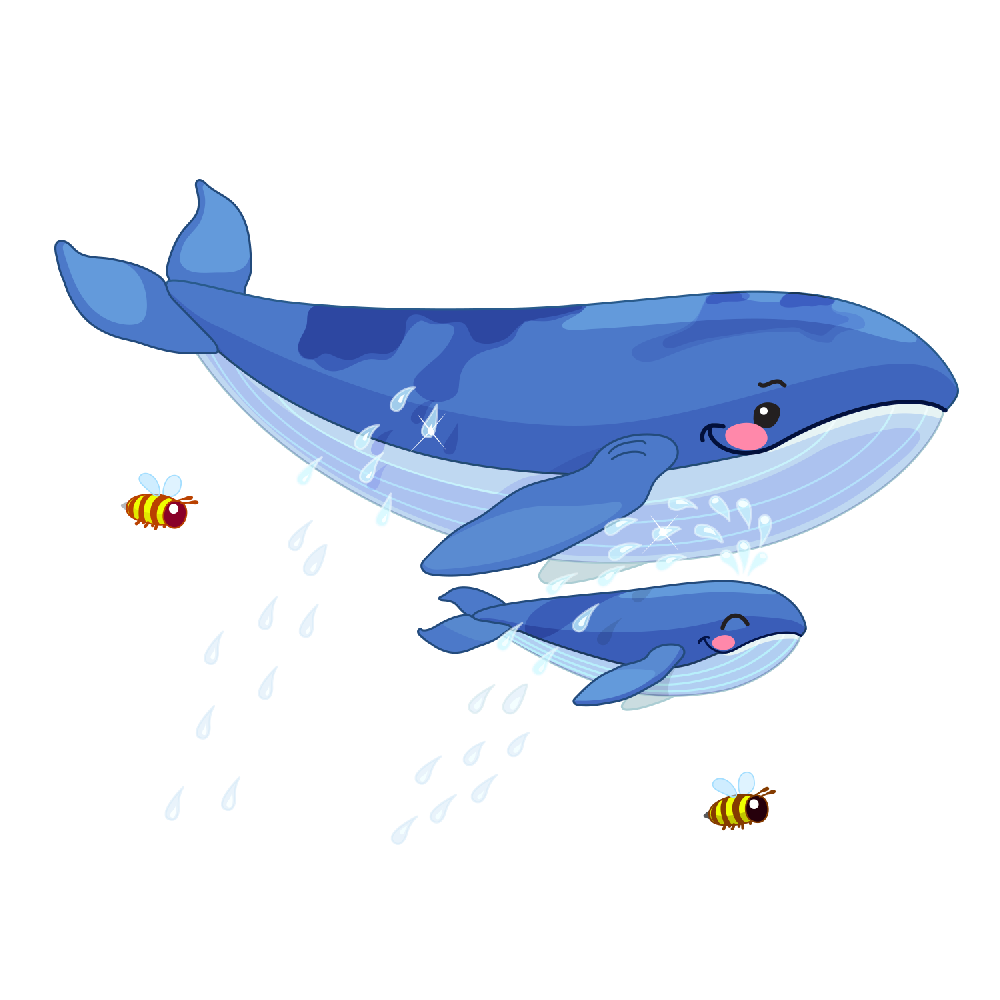 卡通大鲸鱼和小鲸鱼
