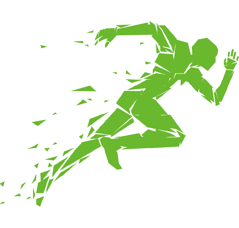 卡通绿色跑步的人物